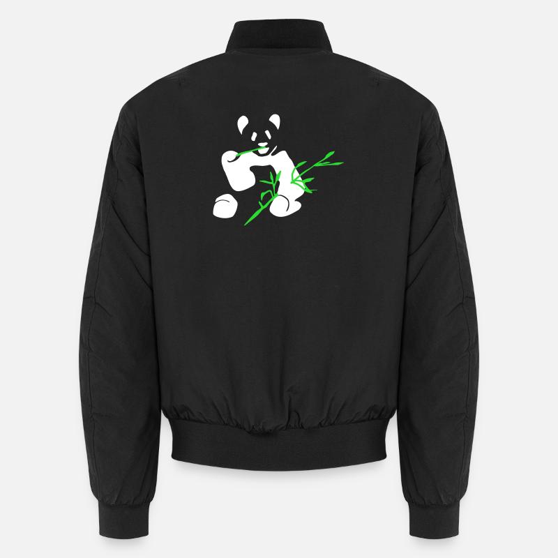 Panda mit Bambus - Unisex Bomberjacke - Schwarz