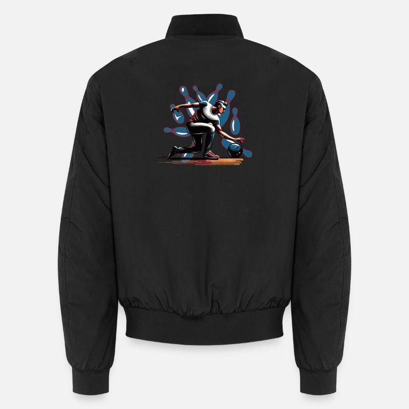 Dynamischer, farbenfroher Bowler in Aktion Unisex Bomberjacke
