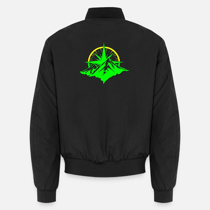Boussole avec silhouette de montagne Bomber unisexe