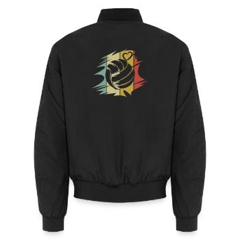 Rétro volley-ball amour coeur symbole couleurs vintage - Bomber unisexe - noir - Dos - AI Model Male 185 light (185cm)
