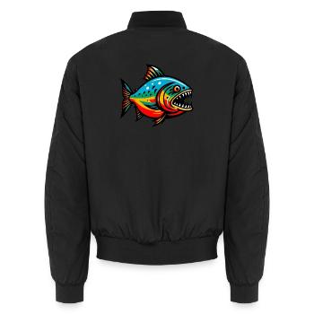 Piranha - Unisex Bomber Jacket - black - Back - AI Model Male 185 light (185cm)