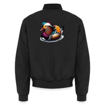 Canard mandarin - Bomber unisexe - noir - Dos - AI Model Male 185 light (185cm)