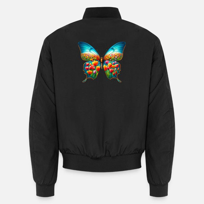 Schmetterling Tulpe Tulpen - Unisex Bomberjacke - Schwarz