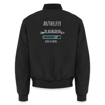 Arzthelfer Ausbildung Beruf Geschenk - Unisex Bomberjacke - Schwarz - Hinten - AI Model Male 185 light (185cm)
