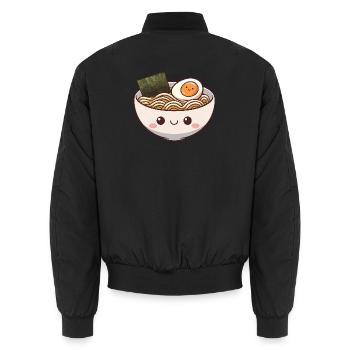 Süße Ramen Bowl mit lächelndem Gesicht - Unisex Bomberjacke - Schwarz - Hinten - AI Model Male 185 light (185cm)