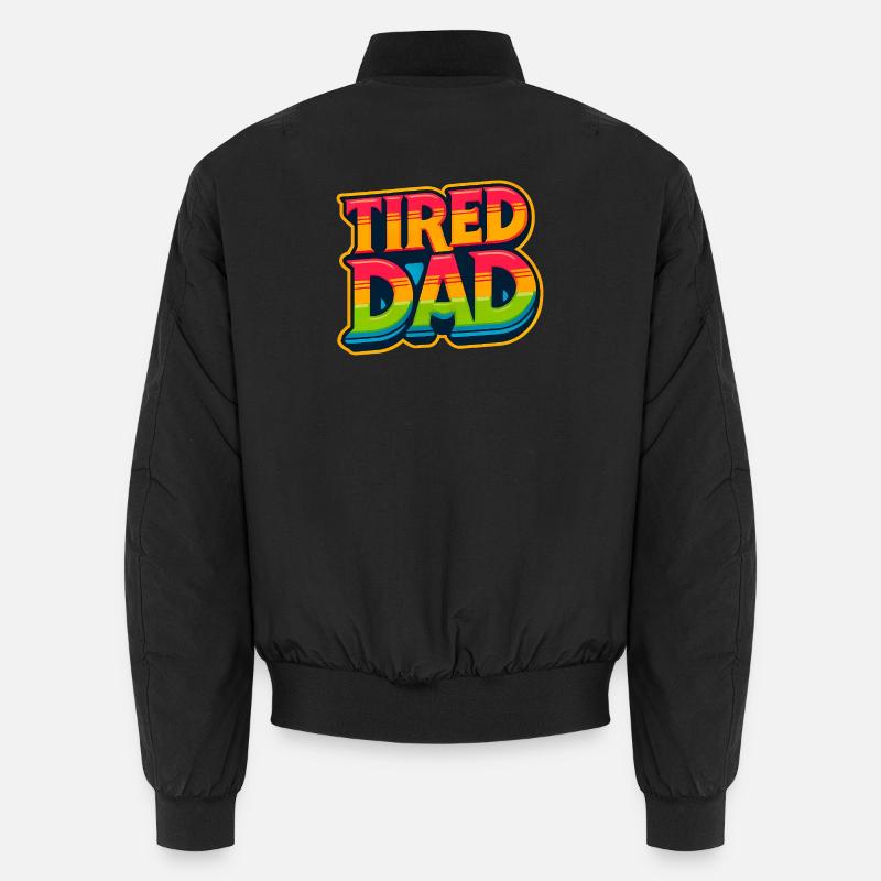 Tired Dad Rainbow Emblem, Fathers  Unisex Bomber Jacket