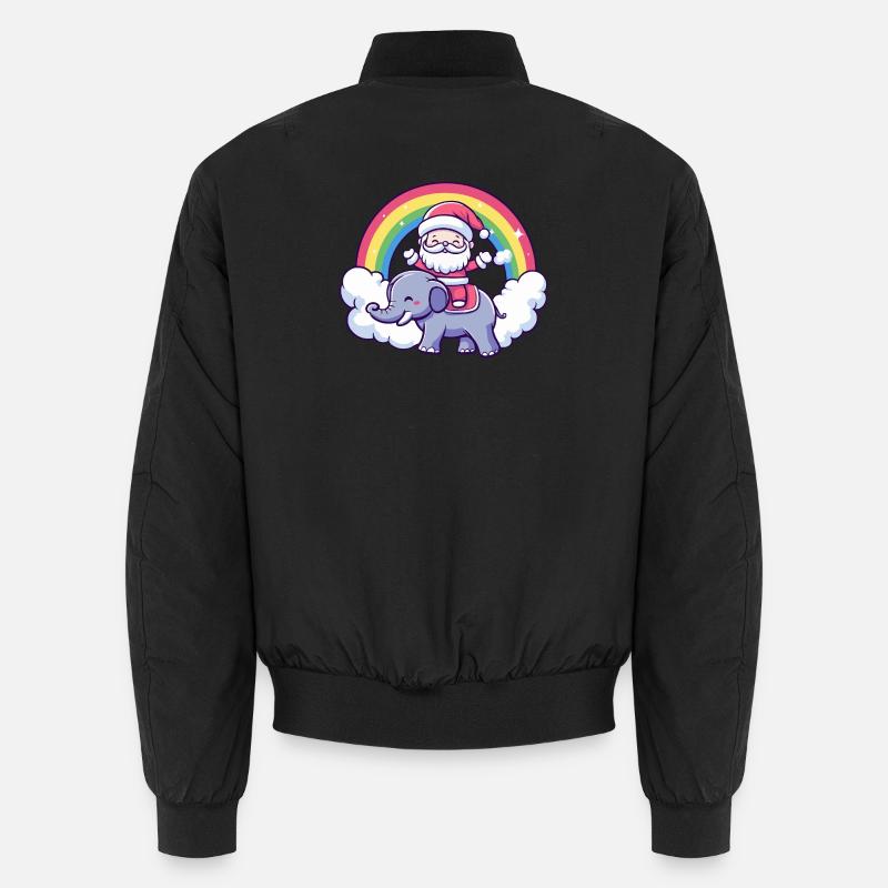 Éléphant Père Noël Noël - Bomber unisexe - noir