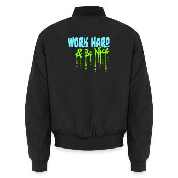 Work Hard Be Nice Motivation Positiver Geist Zitat - Unisex Bomberjacke - Schwarz - Hinten - AI Model Male 185 light (185cm)