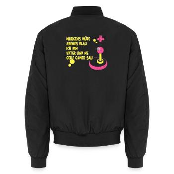 Father's Day Father Gamer Gaming Video Games Dad - Unisex Bomber Jacket - black - Back - AI Model Male 185 light (185cm)