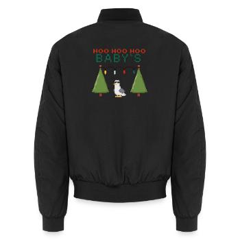 Pixel Christmas Bird with Fairy Lights - Unisex Bomber Jacket - black - Back - AI Model Male 185 light (185cm)