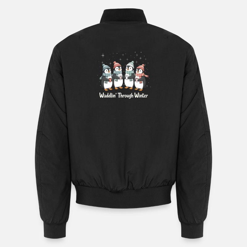 Waddlin’ Through Winter – Pinguin-Freunde Unisex Bomberjacke