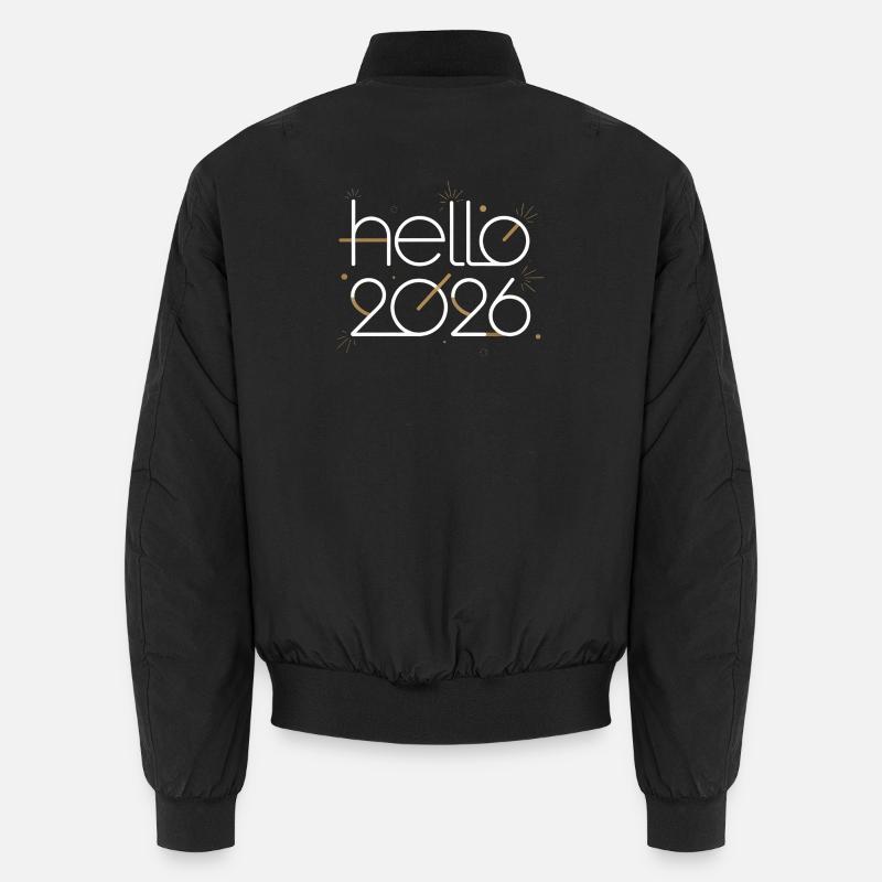 Hello 2026 Neon Outline Unisex Bomber Jacket