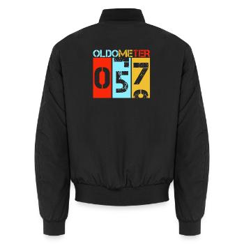 Oldometer 57 Retro 57. Geburtstagsgeschenk Papa Vater - Unisex Bomberjacke - Schwarz - Hinten - AI Model Male 185 light (185cm)