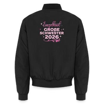 Große Schwester 2026 Schwangerschaft Baby Mädchen - Unisex Bomberjacke - Schwarz - Hinten - AI Model Male 185 light (185cm)