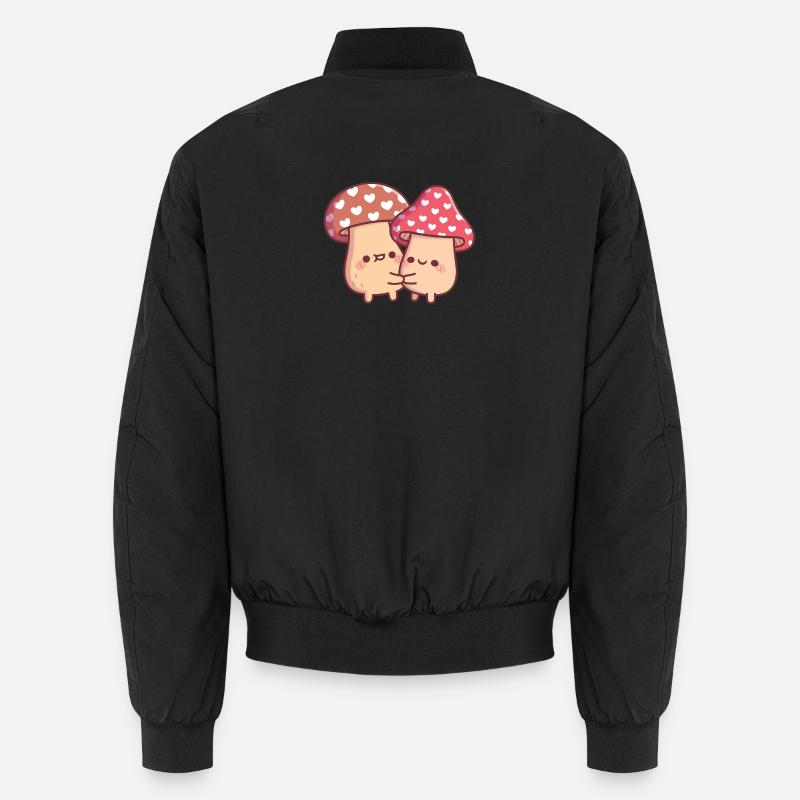 Cute Hugging Mushroom Toadstool Couple Unisex Bomber Jacket