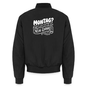 Lundi? Non merci! Lettrage manuel - Bomber unisexe - noir - Dos - AI Model Male 185 light (185cm)