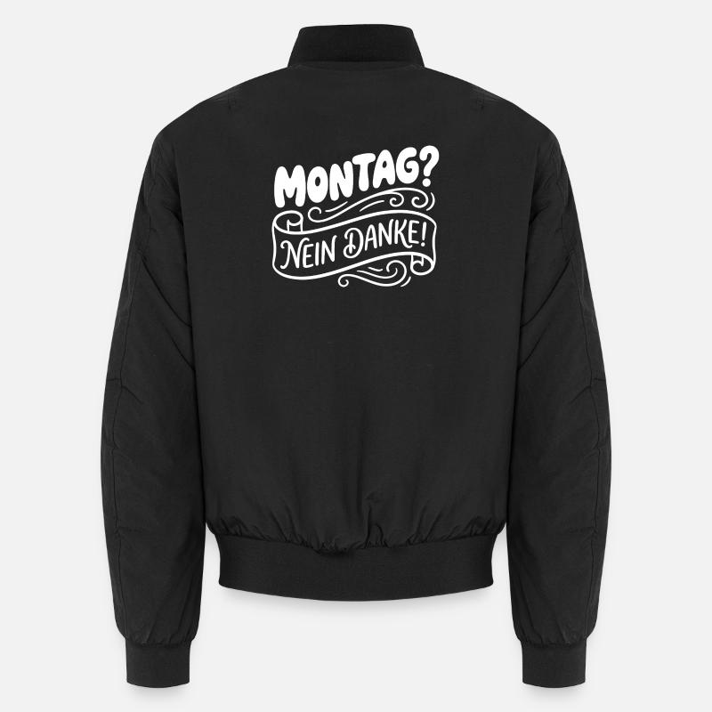 Lundi? Non merci! Lettrage manuel - Bomber unisexe - noir