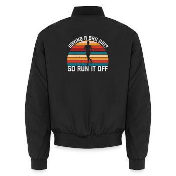 Courir, passer une mauvaise journée, marathonien - Bomber unisexe - noir - Dos - AI Model Male 185 light (185cm)