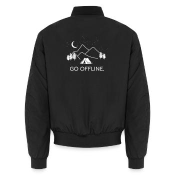Go Offline Camping & Nature Adventure - Unisex Bomber Jacket - black - Back - AI Model Male 185 light (185cm)