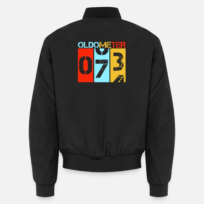 Oldometer 73 Funny 73rd Birthday Retro Design Unisex Bomber Jacket