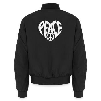 Peace heart design with peace sign - Unisex Bomber Jacket - black - Back - AI Model Male 185 light (185cm)