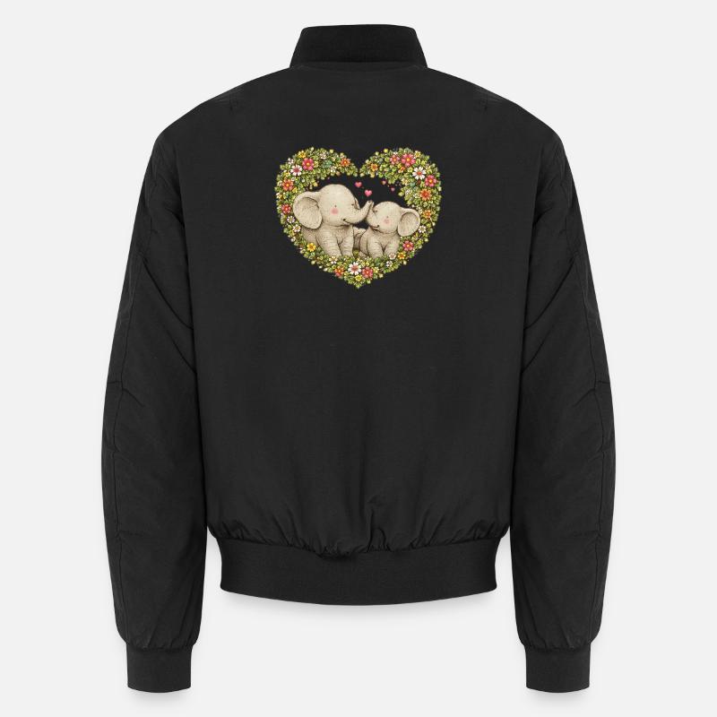 Baiser d’éléphants en forme de cœur floral Bomber unisexe