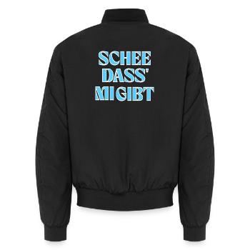 Selbstliebe auf bayerisch: Schee, dass mi gibt. - Unisex Bomberjacke - Schwarz - Hinten - AI Model Male 185 light (185cm)