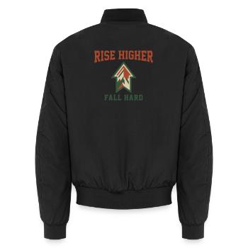 Bergspitze erhebt sich höher Natur - Unisex Bomberjacke - Schwarz - Hinten - AI Model Male 185 light (185cm)