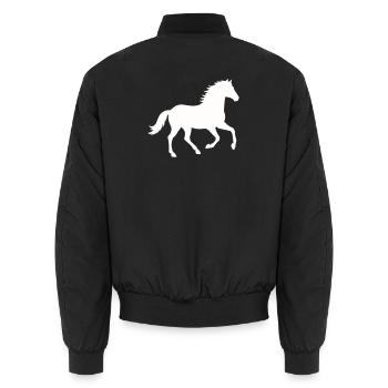 Silhouette eines wilden Pferdes - Unisex Bomberjacke - Schwarz - Hinten - AI Model Male 185 light (185cm)