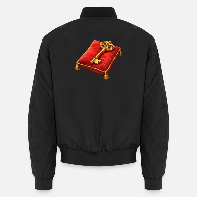 Golden Key on Red Cushion - Unisex Bomber Jacket - black