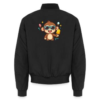 Sommerspaß Affe mit Eis - Unisex Bomberjacke - Schwarz - Hinten - AI Model Male 185 light (185cm)