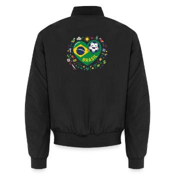 Brasilien Herzball Fußballfreude - Unisex Bomberjacke - Schwarz - Hinten - AI Model Male 185 light (185cm)