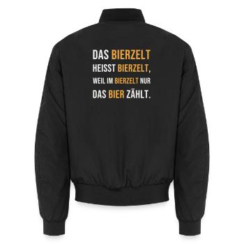 Das Bierzelt heißt Bierzelt weil das Bier zählt - Unisex Bomberjacke - Schwarz - Hinten - AI Model Male 185 light (185cm)