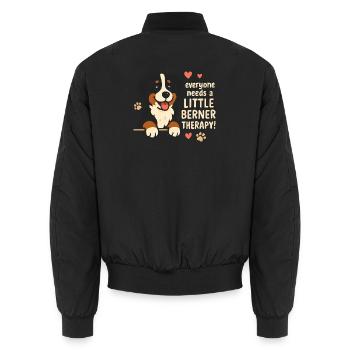Chien de montagne bernois Petit Berner Humour de chien de thérapie - Bomber unisexe - noir - Dos - AI Model Male 185 light (185cm)