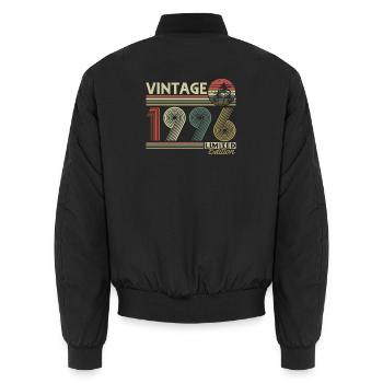 Vintage 1996 Vintage Birthday Gift Retro - Unisex Bomber Jacket - black - Back - AI Model Male 185 light (185cm)