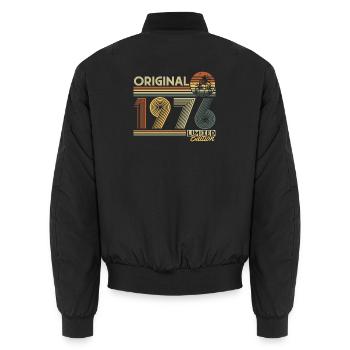 1976 Vintage Vintage Retro Birthday Gift - Unisex Bomber Jacket - black - Back - AI Model Male 185 light (185cm)