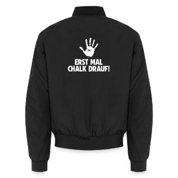 Klettern Erst mal Chalk drauf Bouldern - Unisex Bomberjacke - Schwarz - Hinten - AI Model Male 185 light (185cm)