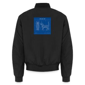 Technical Cats Illustration - Unisex Bomber Jacket - black - Back - AI Model Male 185 light (185cm)