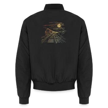 Eisenbahn Retro Stil - Unisex Bomberjacke - Schwarz - Hinten - AI Model Male 185 light (185cm)