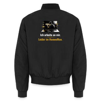 Update Mode – Homeoffice Humor Shirt - Unisex Bomberjacke - Schwarz - Hinten - AI Model Male 185 light (185cm)
