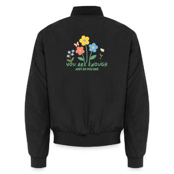 You are enough - Just as you are - Unisex Bomberjacke - Schwarz - Hinten - AI Model Male 185 light (185cm)