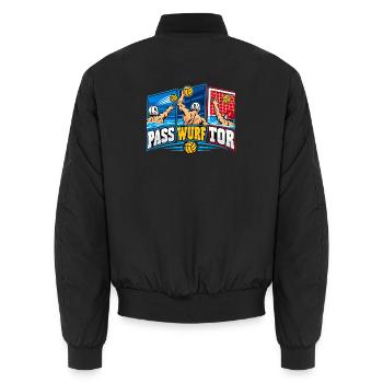 Wasserball Pass Wurf Tor - Unisex Bomberjacke - Schwarz - Hinten - AI Model Male 185 light (185cm)