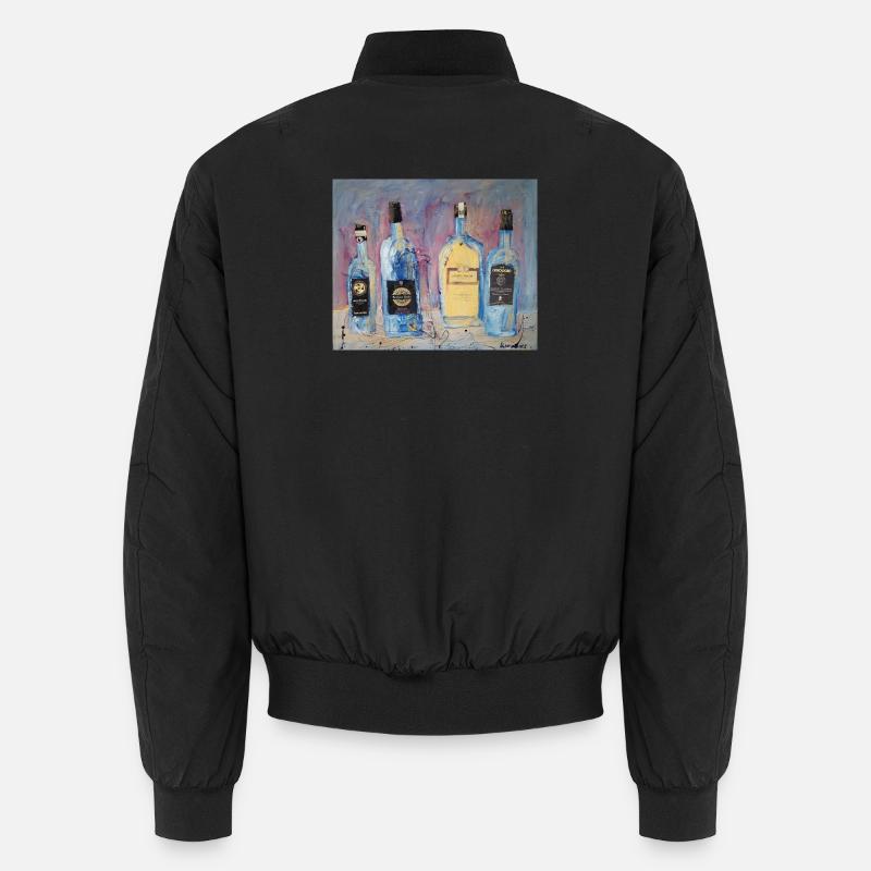 Expressive Weinflaschen vier Freunde - Unisex Bomberjacke - Schwarz