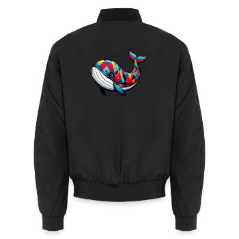 Harlequin whale - Unisex Bomber Jacket - black - Back - AI Model Male 185 light (185cm)