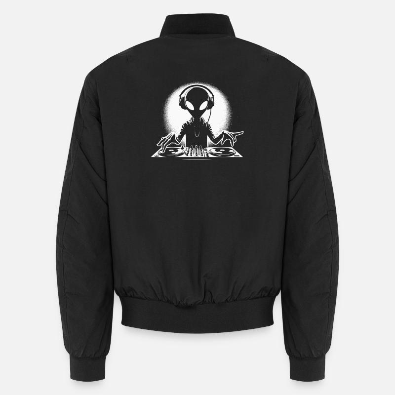 Düstere Alien-DJ Illustration Unisex Bomberjacke