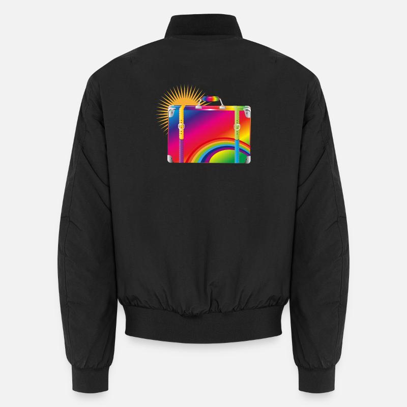 Regenbogen-Reisekoffer – Buntes Retro-Design Unisex Bomberjacke