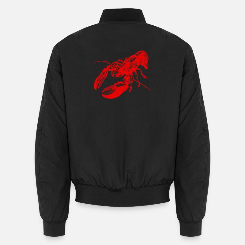 Bold Red Lobster Graphic Design - Unisex Bomber Jacket - black