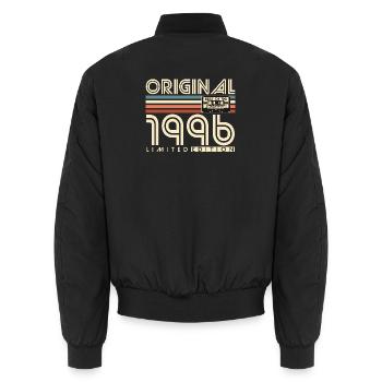 Original_1996_Jahrgang_Geburtstag_Geschenk_Retro - Unisex Bomberjacke - Schwarz - Hinten - AI Model Male 185 light (185cm)