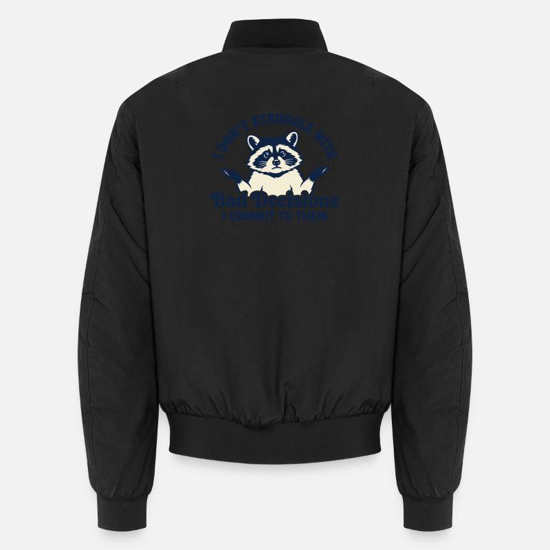 Raccoon Bad Decisions - Unisex Bomber Jacket - black