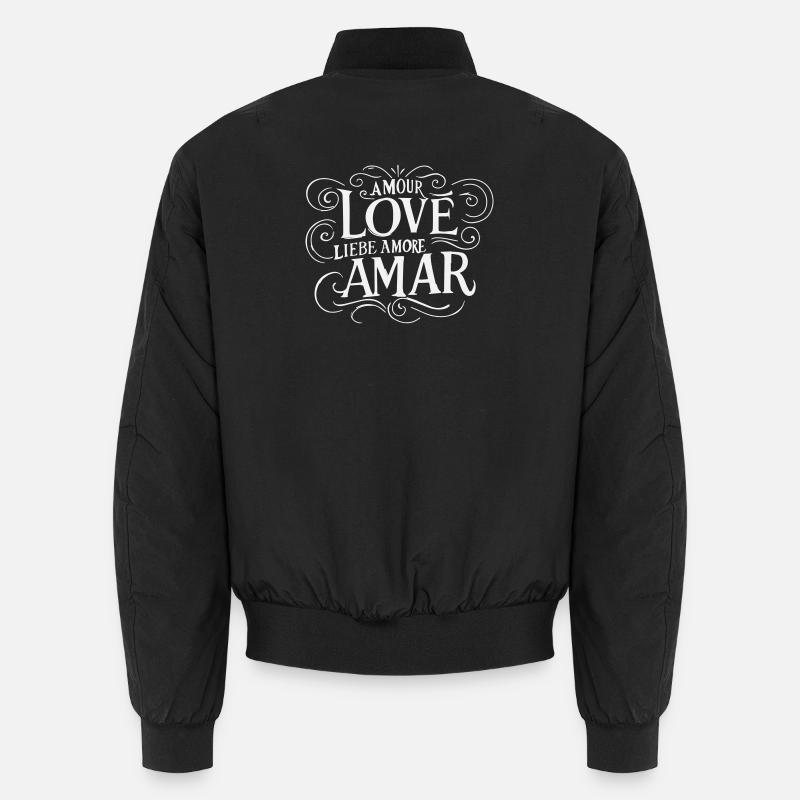 Universelle Liebe – Romantisches, verziertes Weiß Unisex Bomberjacke